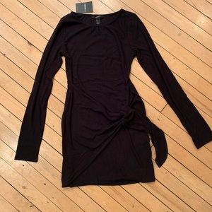 Ribbed Tie-Waist Mini Dress